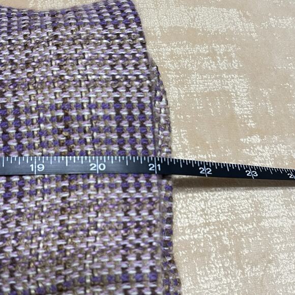 Worthington Plaid Tweed Cropped Blazer Size 14 Purple Beige Pockets Office Fall - Picture 8 of 11